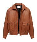Light Brown Real Leather bomber Jacket