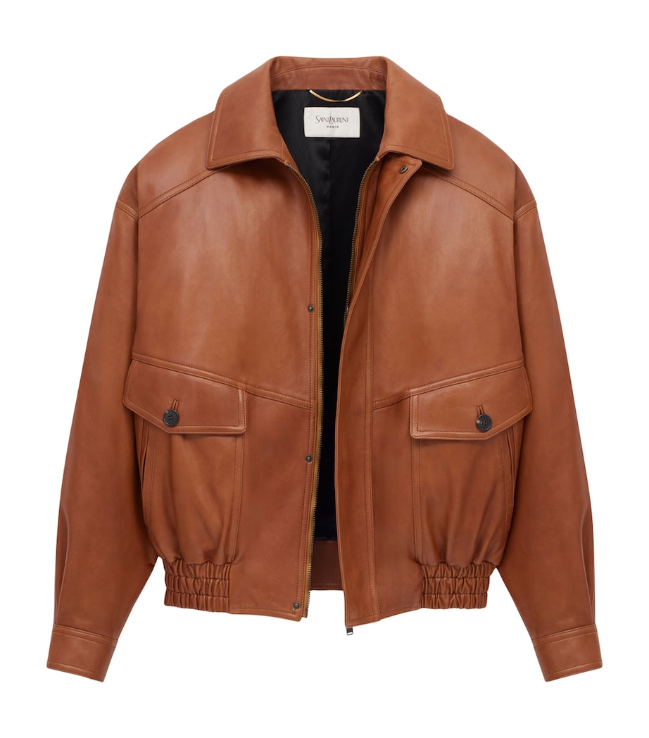 Light Brown Real Leather bomber Jacket
