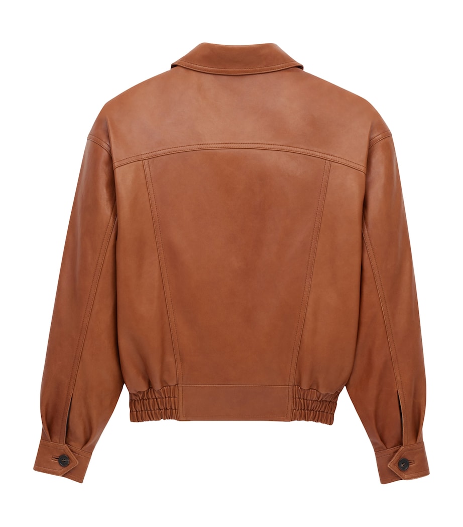 Light Brown Real Leather bomber Jacket